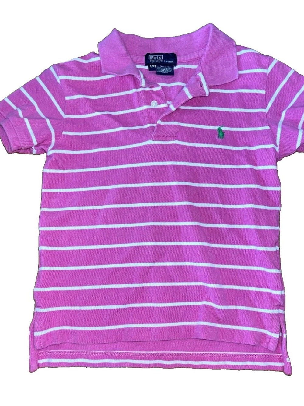 Polo Ralph Lauren Boys Pink White Striped Collared Shirt Size 4T